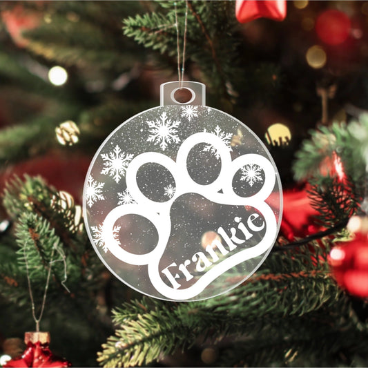 Personalized Dog Paw Acrylic Ornament