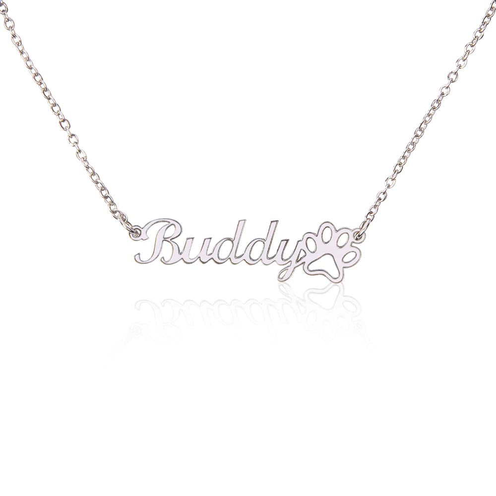 Custom Dog Name Paw Personalized Necklace