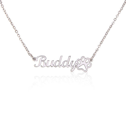 Custom Dog Name Paw Personalized Necklace