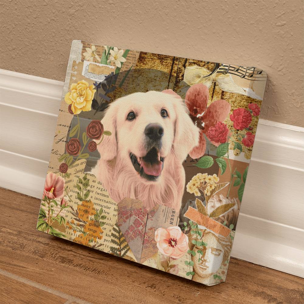 Custom Dog Portrait - Vintage Garden Canvas