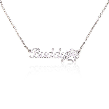 Custom Dog Name Paw Personalized Necklace - Lovely Woof