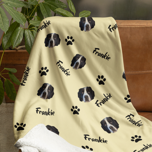 Custom Dog Photo Sherpa Fleece Personalized Blanket