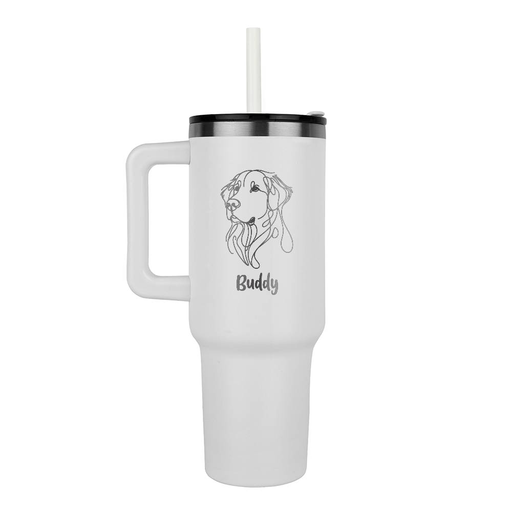 Personalized Dog Mom 40 oz Tumbler - Custom Dog Name and Breed - Lovely Woof