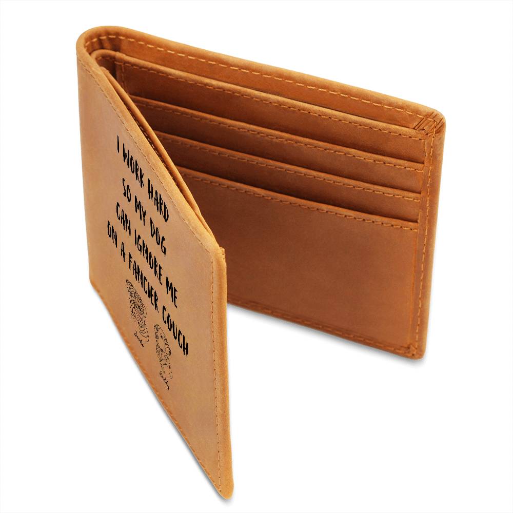 I Work Hard Customizable Leather Wallet