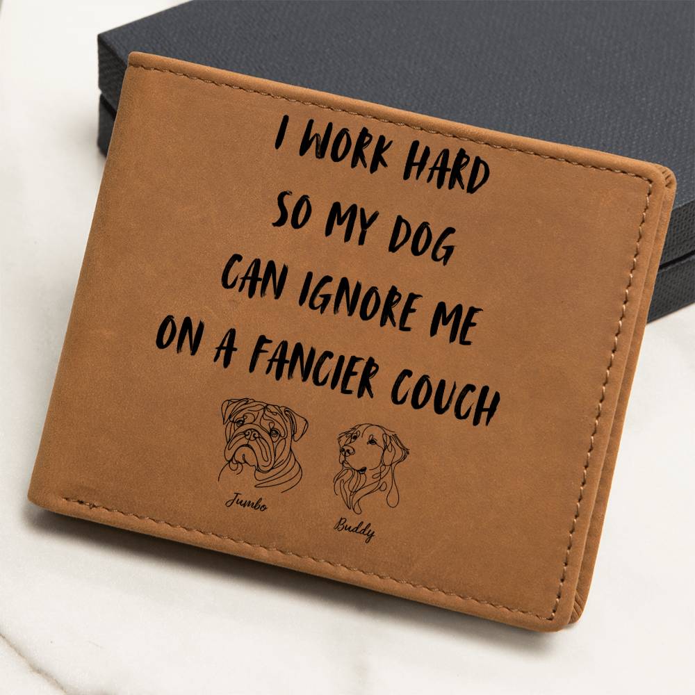 I Work Hard Customizable Leather Wallet