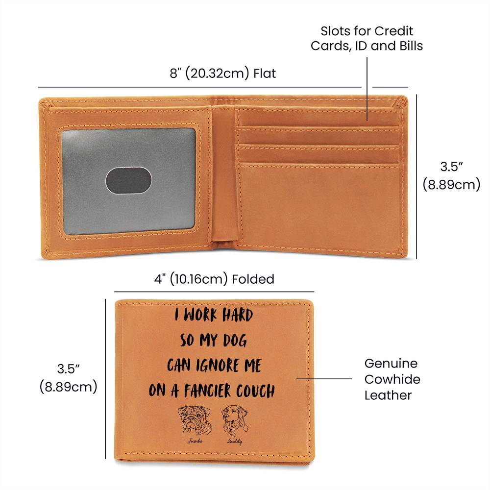 I Work Hard Customizable Leather Wallet