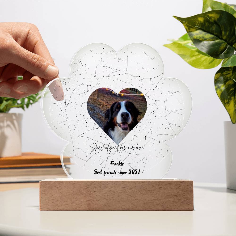 Custom Dog Photo Star Map Personalized Acrylic Paw Plaque