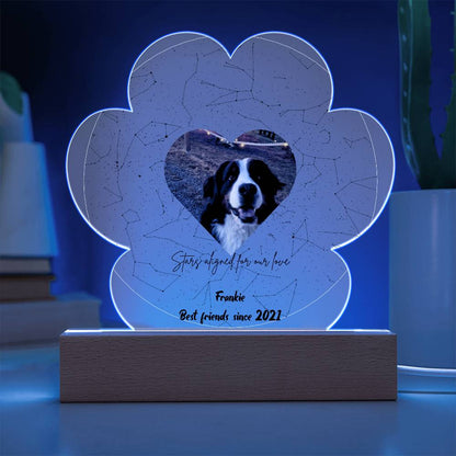 Custom Dog Photo Star Map Personalized Acrylic Paw Plaque