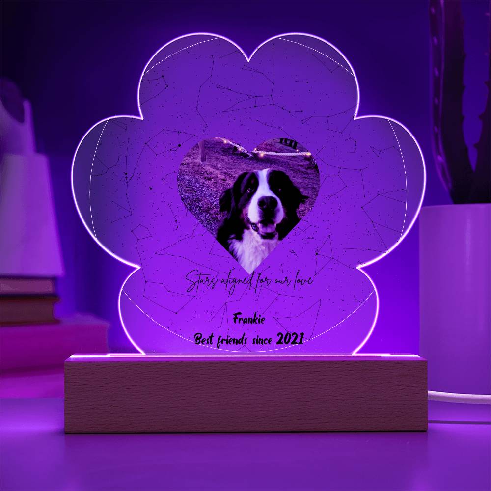 Custom Dog Photo Star Map Personalized Acrylic Paw Plaque