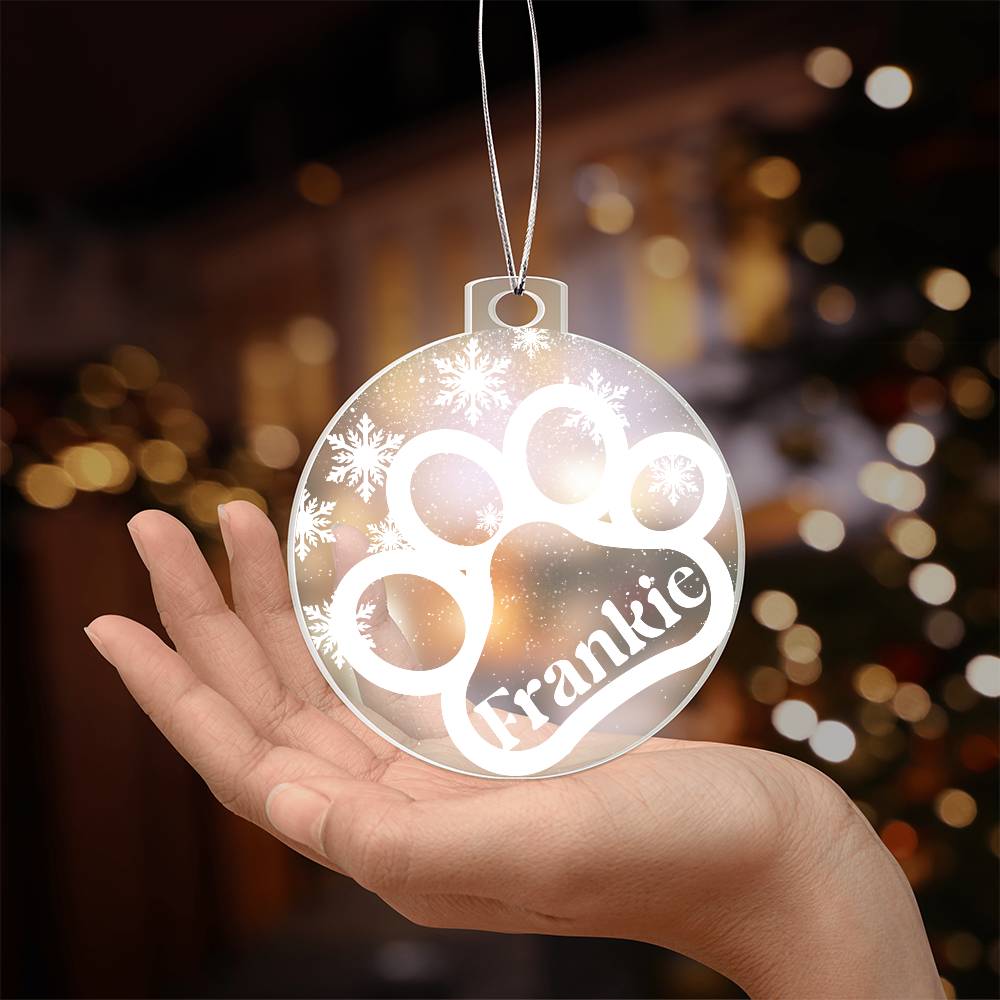 Personalized Dog Paw Acrylic Ornament