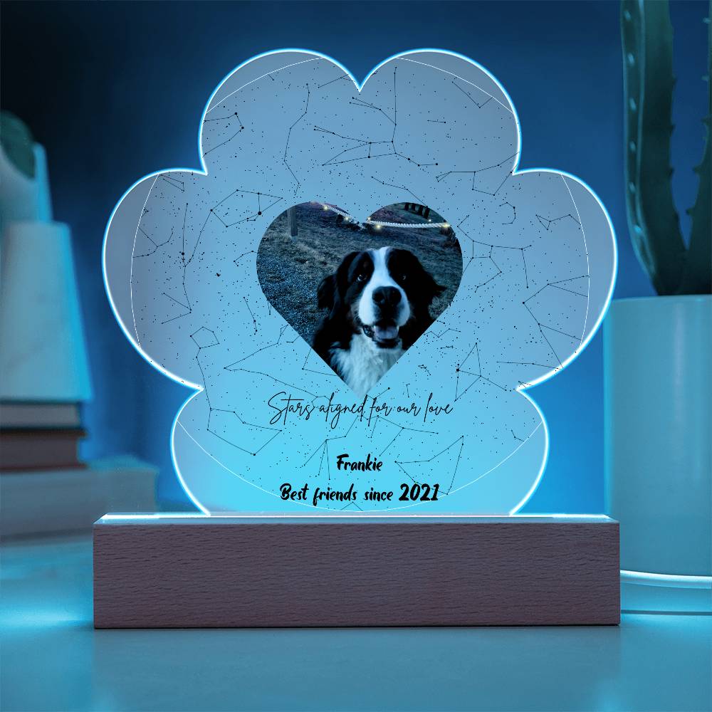 Custom Dog Photo Star Map Personalized Acrylic Paw Plaque