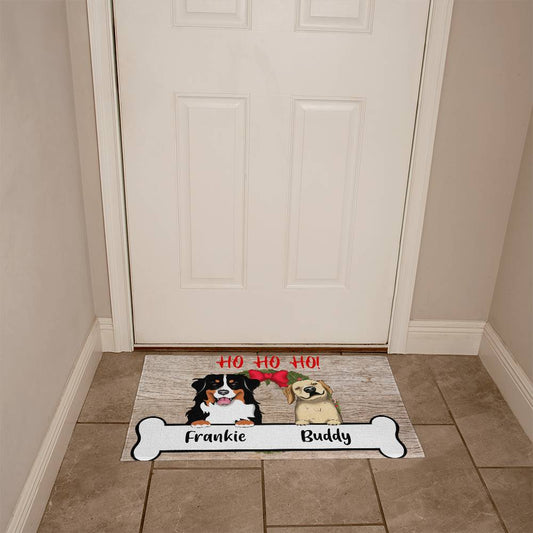 Personalized Dog Christmas Welcome Mat