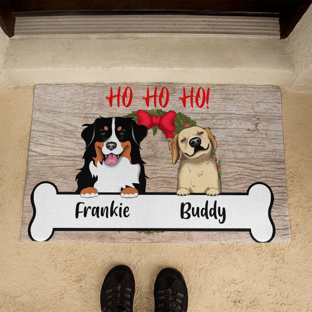 Personalized Dog Christmas Welcome Mat