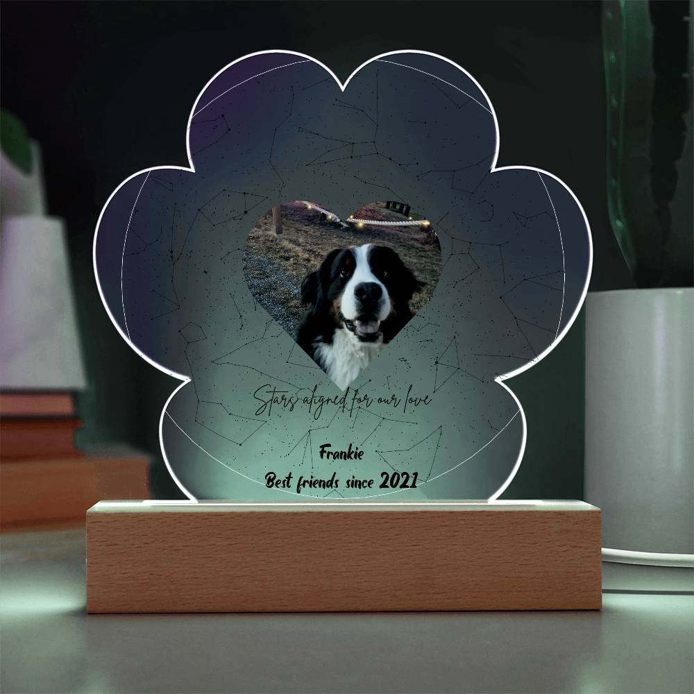 Custom Dog Photo Star Map Personalized Acrylic Paw Plaque