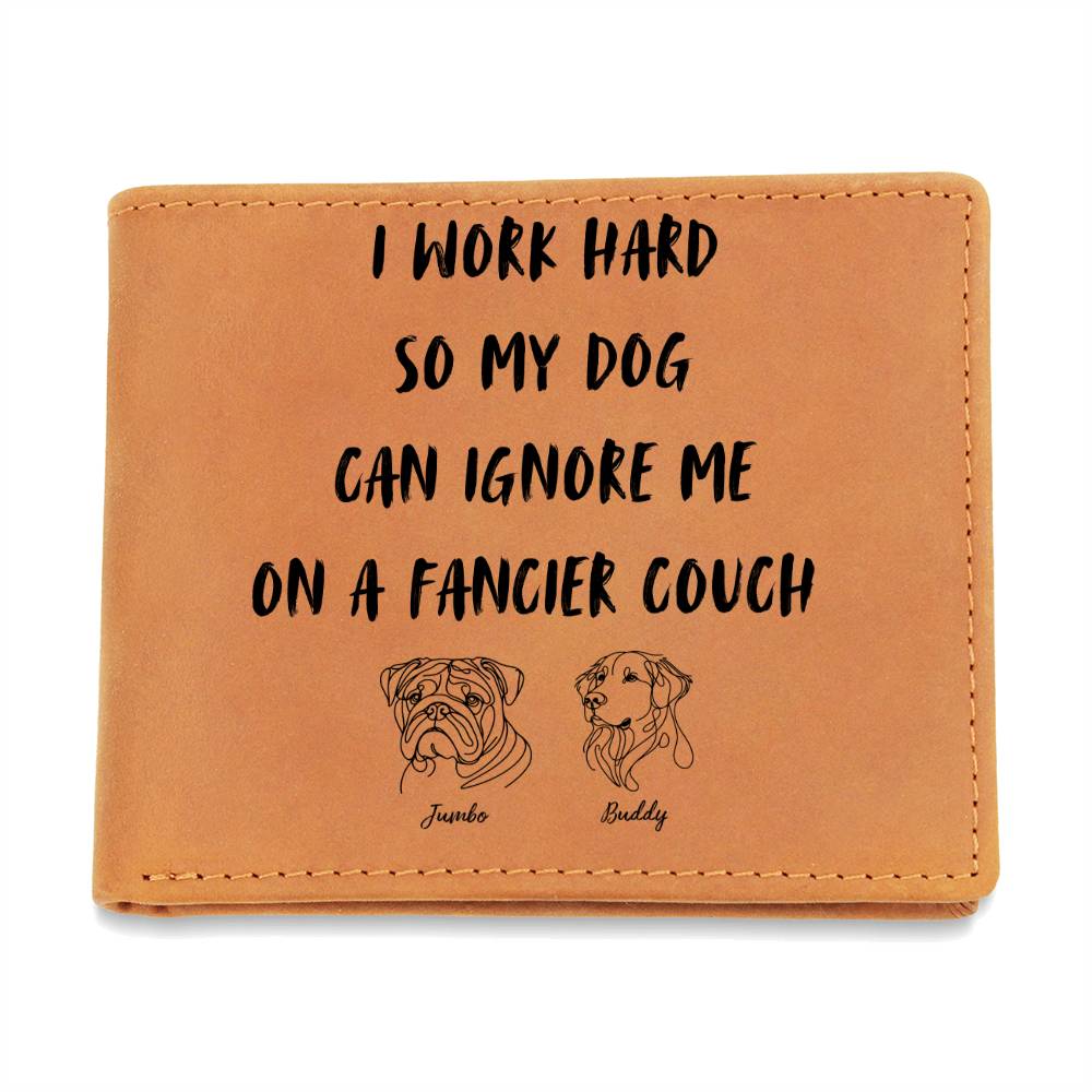 I Work Hard Customizable Leather Wallet